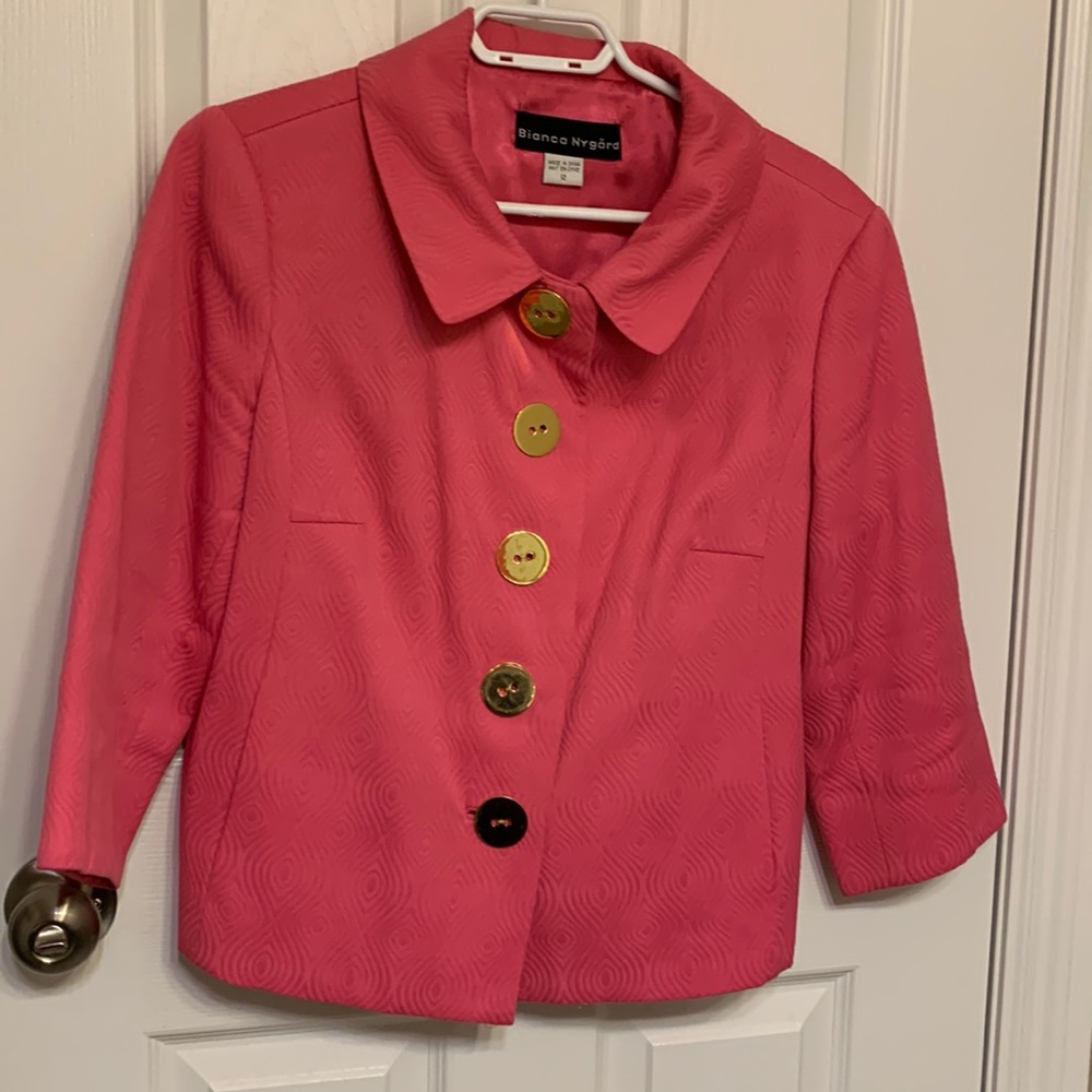 Barbicorw Bianca  Nygard hot pink  jacket with gold detailing